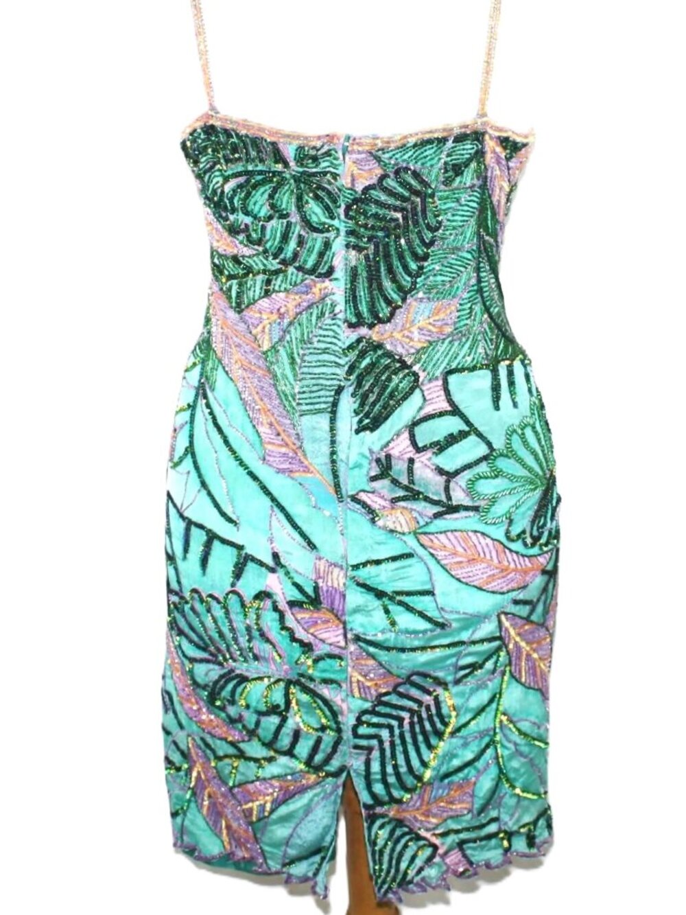 JASDEE Vintage Dress Bead & Sequins Hand Work & Hand Print on Silk Style 3081M - Picture 3 of 3